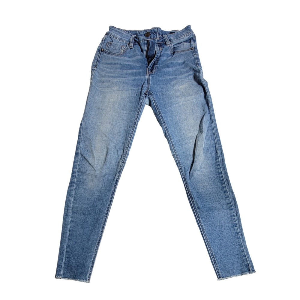 Vigoss Ace Super Skinny High Rise Raw Hem Medium Wash Blue Jeans W25 L26